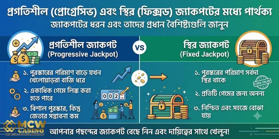 প্রগ্রেসিভ ও ফিক্সড জ্যাকপটের পার্থক্য প্রগ্রেসিভ ও ফিক্সড জ্যাকপটের পার্থক্য